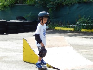 Gabe skateboarding w-Corbin's shirt